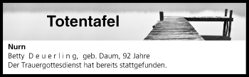 Anzeige von Totentafel vom 13.08.2016 von MGO