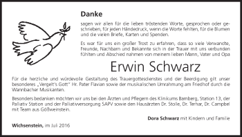 Anzeige von Erwin Schwarz von MGO