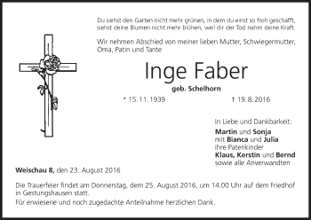 Anzeige von Inge Faber von MGO