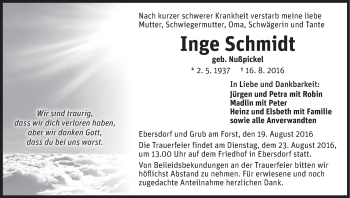 Anzeige von Inge Schmidt von MGO