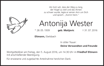 Anzeige von Antonija Werter von MGO