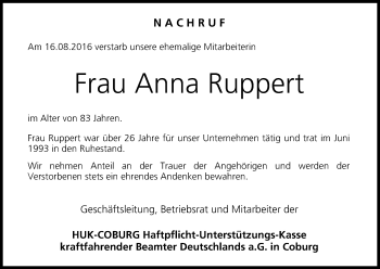 Anzeige von Anna Ruppert von MGO