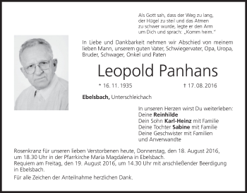 Anzeige von Leopold Panhans von MGO