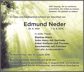 Anzeige von Edmund Neder von MGO
