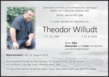 Anzeige von Theodor Willudt von MGO