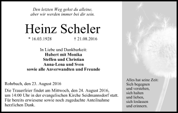 Anzeige von Heinz Scheler von MGO