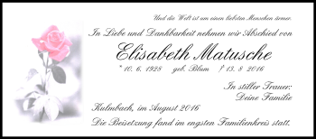 Anzeige von Elisabeth Matusche von MGO