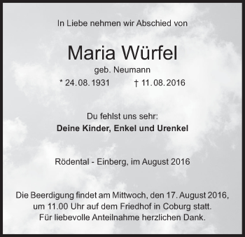 Anzeige von Maria Würfel von MGO