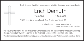 Anzeige von Erich Demuth von MGO