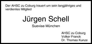 Anzeige von Jürgen Schell von MGO