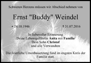 Anzeige von Ernst Weindel von MGO