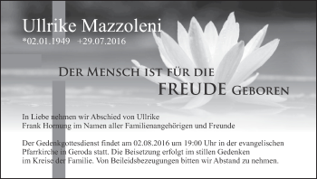 Anzeige von Ullrike Mazzoleni von MGO