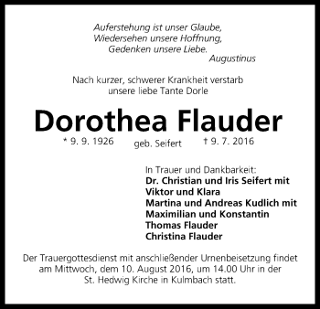 Anzeige von Dorothea Flauder von MGO