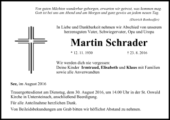 Anzeige von Martin Schrader von MGO