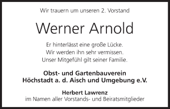 Anzeige von Werner Arnold von MGO