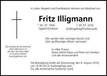 Anzeige von Fritz Illigmann von MGO
