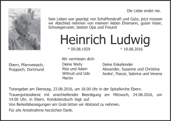 Anzeige von Heinrich Ludwig von MGO