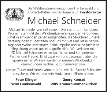 Anzeige von Michael Schneider von MGO