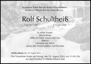 Anzeige von Rolf Schultheiß von MGO