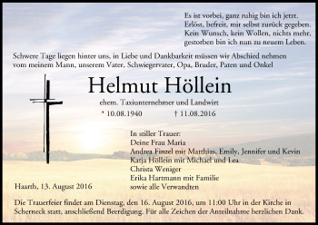 Anzeige von Helmut Höllein von MGO