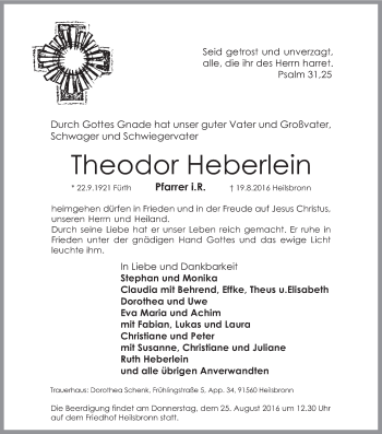 Anzeige von Theodor Heberlein von MGO