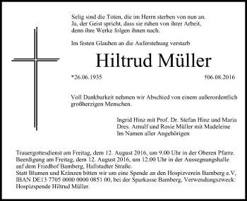 Anzeige von Hiltrud Müller von MGO