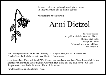 Anzeige von Anni Dietzel von MGO