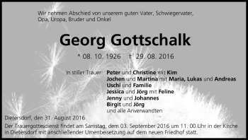 Anzeige von Georg Gottschalk von MGO