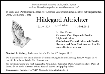 Anzeige von Hildegard Altrichter von MGO