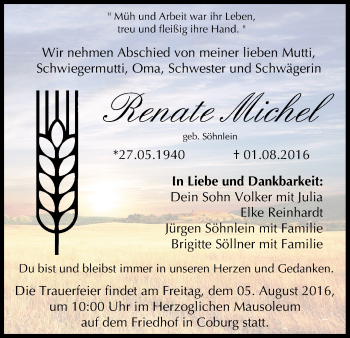 Anzeige von Renate Michel von MGO