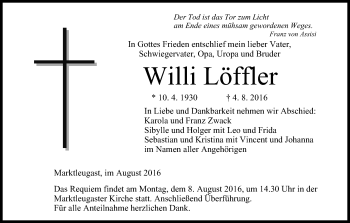Anzeige von Willi Löffler von MGO