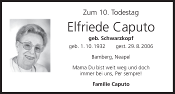 Anzeige von Elfriede Caputo von MGO