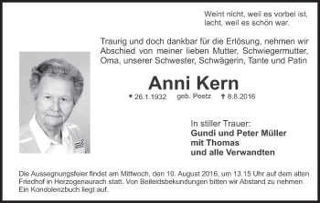 Anzeige von Anni Kern von MGO