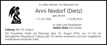 Anzeige von Anni Nixdorf von MGO