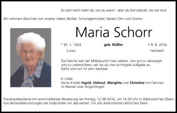 Anzeige von Maria Schorr von MGO