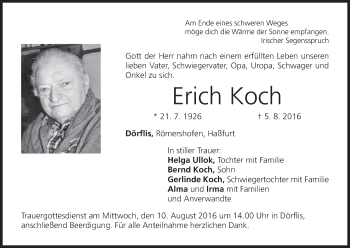 Anzeige von Erich Koch von MGO