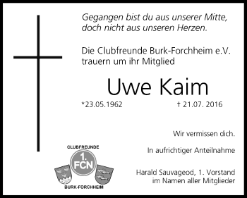 Anzeige von Uwe Kaim von MGO