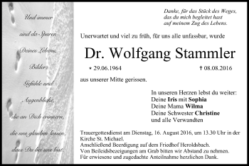 Anzeige von Wolfgang Stammler von MGO
