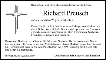 Anzeige von Richard Preusch von MGO