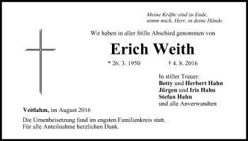 Anzeige von Erich Weith von MGO