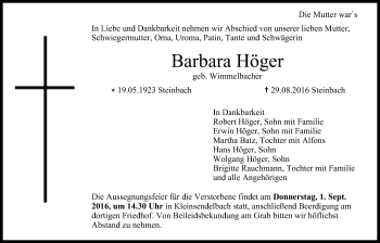 Anzeige von Barbara Höger von MGO