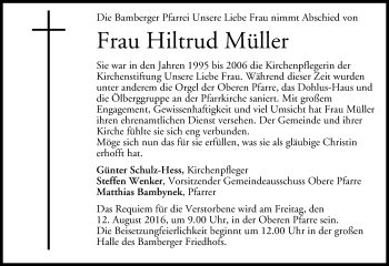Anzeige von Hiltrud Müller von MGO