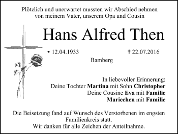 Anzeige von Hans Alfred Then von MGO