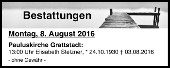 Anzeige von Bestattungen vom 08.08.2016 von MGO