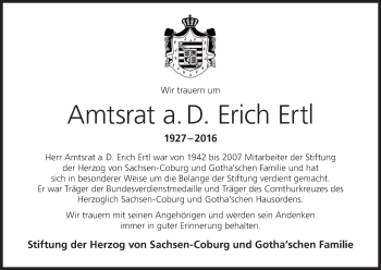 Anzeige von Erich Ertl von MGO