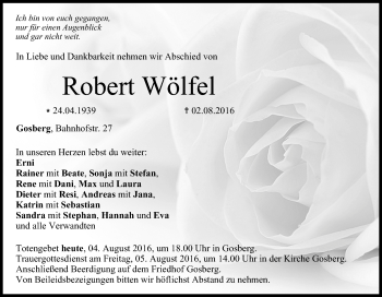 Anzeige von Robert Wölfel von MGO