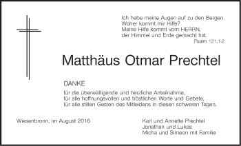Anzeige von Matthäus Otmar Prechtel von MGO