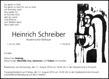 Anzeige von Heinrich Schreiber von MGO