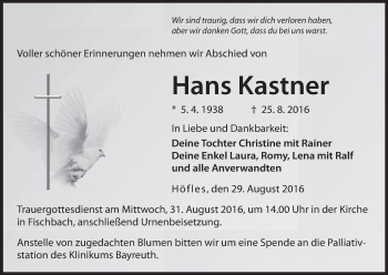 Anzeige von Hans Kastner von MGO