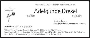 Anzeige von Adelgunde Drexel von MGO
